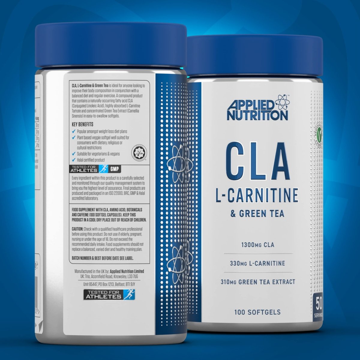 Applied Nutrition CLA L-Carnitine And Green Tea Capsules - 100 Caps - Gluta