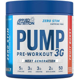 Applied Nutrition Pump Zero Pre Workout - Zero Stim, Caffeine Free, Energy & Performance (375g - 25 Servings) (Fruit Burst) - Gluta